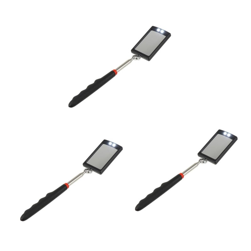 Cabilock 3 قطع مرآة تلسكوبية للتفتيش مع ضوء LED لإصلاح السيارات والميكانيكيين - Image 1